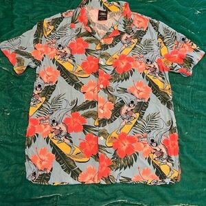 Batman Surfing Floral Men's Shirt - Red, Green, Yellow